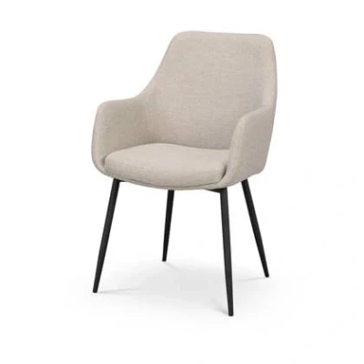 Afbeelding van Rowico Home Reily Eetkamerstoel Beige Met Armleuning Zwart