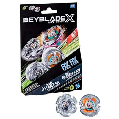 Afbeelding van Hasbro Beyblade X, Set Dual Pack, Gill Shark 4 70O BX en Pearl Tiger 3 60U
