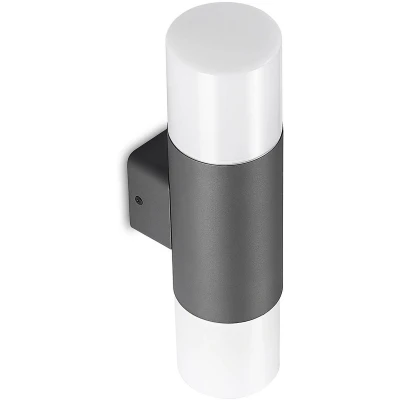 Afbeelding van Lindby Wandlamp buiten 2lichts aluminium, kunststof H: 33 cm E27 donkergrijs, opaalwit