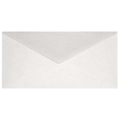 Afbeelding van Netuno 25 witte lange enveloppen DL 110 x 220 mm Aster metallic Wit puntige flap parelmoer glanzende voor verjaardagen bruiloft doop eerste communie