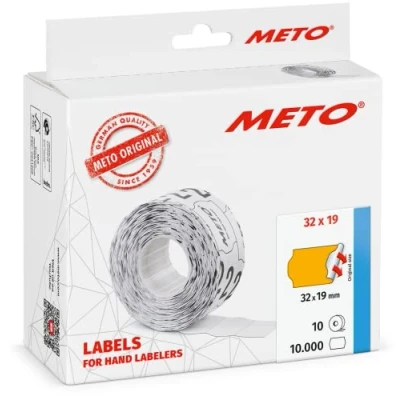 Afbeelding van Meto 10.000 stuks etiketten voor handmatige labelapparaten (32 x 19 mm, 2 lijnen, neonoranje, zelfklevend, permanent, METO, Contact, Sato, Avery, Tovel, Samark, enz.)