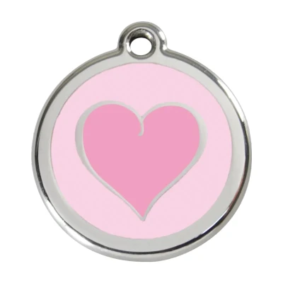 Afbeelding van Heart Pink roestvrijstalen hondenpenning large/groot dia. 3,8 cm RedDingo