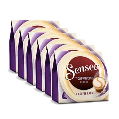 Afbeelding van Senseo cappuccino choco koffiepads, koffie met chocoladesmaak, nieuw recept, pak van 6, 6 x 8 pads