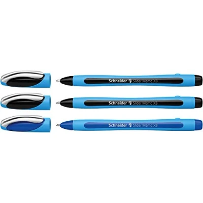 Afbeelding van Schneider Slider Memo XB 150292 Balpen, set van 3, lijndikte: XB, Made in Germany, 2 x zwart/1 blauw