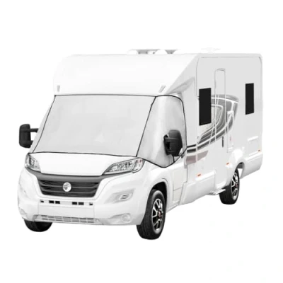 Afbeelding van Motorhomes Voorruit Bescherming Externe Thermische Schermhoes Voor Het Hele Jaar Gebruik Camper Voorraam Zonneschermhoes Ritsflap Zilver Waterdicht 600D Oxford Verwijderbare Opbergvakken Draagtas