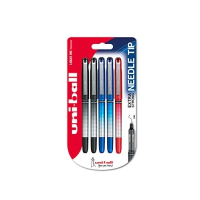 Afbeelding van Uniball Eye Needle UB 185S balpen, permanente inkt, naaldpunt, 0,5 mm, zwart/rood/blauw, 5 stuks