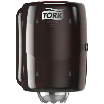 Image de TORK 659008 Distributeur de papier nettoyage à alimentation centrale plastique noir/rouge M2