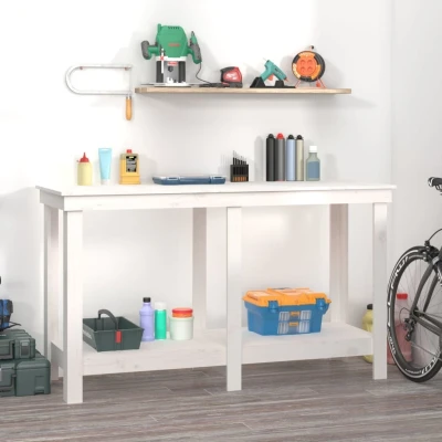 Afbeelding van Werkbank 140x50x80 cm massief grenenhout wit