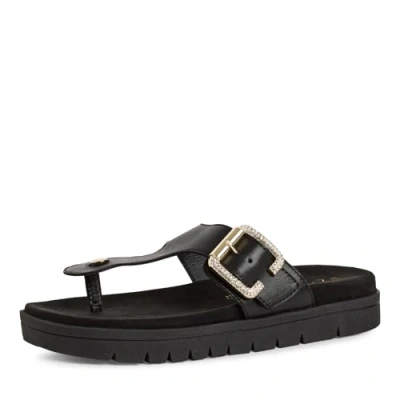 Afbeelding van Marco Tozzi Pantolette Teensandalen, Dames, Maat: 39, Black Leer