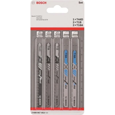 Afbeelding van Bosch Accessories 2608667853 Decoupeerzaagbladenset Wood and Metal, 5 delig, schacht met dubbele nok stuk(s)
