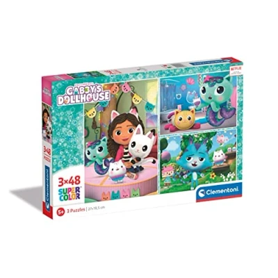 Afbeelding van Clementoni Supercolor 3In1 Puzzel Gabbys Dollhouse 3X48 Stukjes