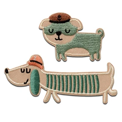 Afbeelding van Mono Quick Maritieme honden, 2 stuks, opnaaibare patches om op te strijken, afmetingen: 4 x 9,4 cm