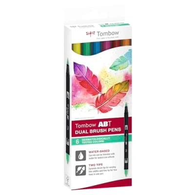 Afbeelding van TOMBOW Dual Brush Pen ABT, 6 colours set, dermatologisch
