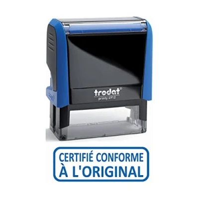 Afbeelding van Trodat x print 4912 navulbare zelfinktende stempel, tekst CERTIFIED AS TRUE TO THE ORIGINAL, blauwe inkt, afdrukformaat 47 18 mm