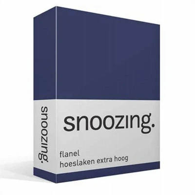 Afbeelding van Snoozing Flanel Hoeslaken Extra Hoog Tweepersoons 120x200 cm Navy