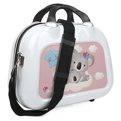 Afbeelding van SKPAT Koffer van handbagagekoffer 55 x 35 25 cm Cabin Luggage, Carry On Suitcase, Suitcase. Combinatie Hangslot 131450, Wit Koala (Neceser 133645)
