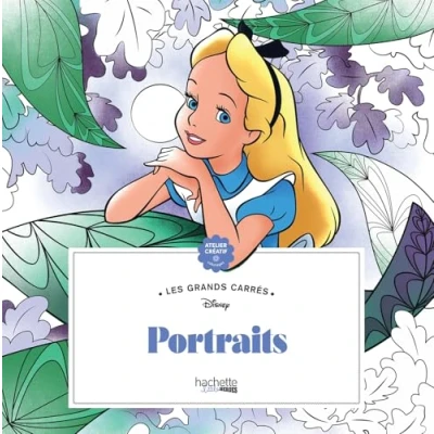 Afbeelding van Les Grands Carrés Disney Portraits Hachette Kleurboek voor volwassenen