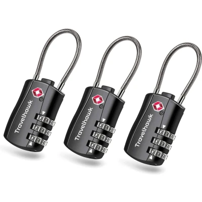 Afbeelding van Travelhawk Kofferslot TSA Reisslot Cijferslot Hangslot 3 Cijferig Stuks Zwart