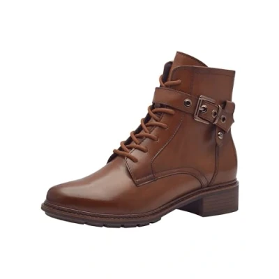 Afbeelding van Tamaris MIT Touchit Veterboots, Dames, Maat: 38, Cognac Leer/ synthetisch