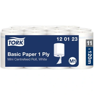 Image de TORK 120123 papier de nettoyage base Universel 1 pli M1 pour distributeur Mini Centerfeed 120m