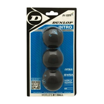 Afbeelding van Dunlop INTRO Squashballen beginner 3 ballen zwart