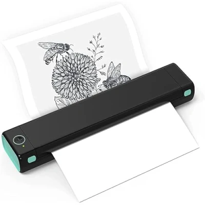 Afbeelding van Bluethooth Draagbare A4 draadloze thermische printer voor auto, kantoor, inkt vrije reisprinter, compatibel met Android en iOS telefoons laptops, zwart