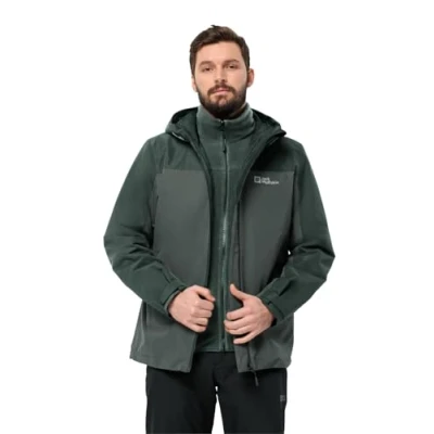 Afbeelding van Jack Wolfskin Taubenberg 3IN1 M Regenjas, Heren, Maat: Large, Slate green