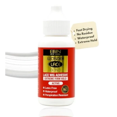 Afbeelding van EBIN NEW YORK Wonder Lace Bond Extreme Firm Hold 33,5 g residuvrij verbeterde formule, eenvoudig aan te brengen, sneldrogend, waterdicht, latexvrij, zweetbestendig