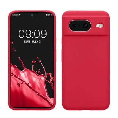 Afbeelding van kwmobile telefoonhoesje geschikt voor Google Pixel 8 Hoesje met siliconen coating Smartphone case in granaatappelrood