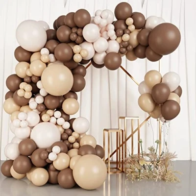 Afbeelding van bruine ballonnenboog, 99 stuks, retro ballonnen, koffiebruin, naakte ballonnenslinger voor verjaardag, bruiloft, verloving, decoratie babyshower, verjaardag
