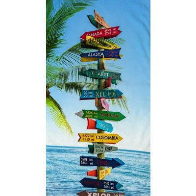 Afbeelding van Good Morning Strandlaken &quot;strand wegwijzers&quot; Multi (100x180 cm) Microfiber