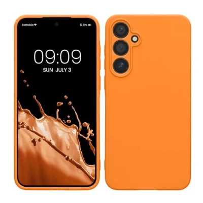 Afbeelding van kwmobile telefoonhoesje geschikt voor Samsung Galaxy A55 5G Hoesje smartphone Precisie camera uitsnede In fruitig oranje