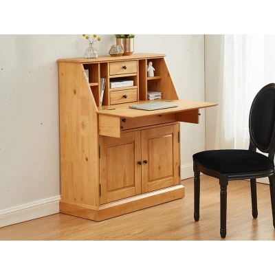 Afbeelding van Vente unique Bureaukast Grenen en MDF Eikenkleur CLEORE L 93 cm x H 110.8 D 40