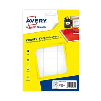 Image de Avery Papier adhésif permanent blanc 19 x 38 mm 480 étiquette(s) (16 feuille(s) 30) étiquettes