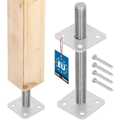 Afbeelding van KOTARBAU® Paaldrager 80 mm x 250 schroefdraad M24 steunvoet in hoogte verstelbaar verzinkt vloervoet betonvoet voor het opschroeven regelbaar