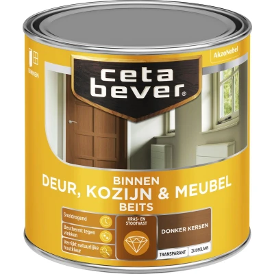 Afbeelding van Ceta Bever Binnenbeits Deur, Kozijn &amp; Meubel Zijdeglans Donker Kersen 0135 0,25 liter Blanke lak Beits
