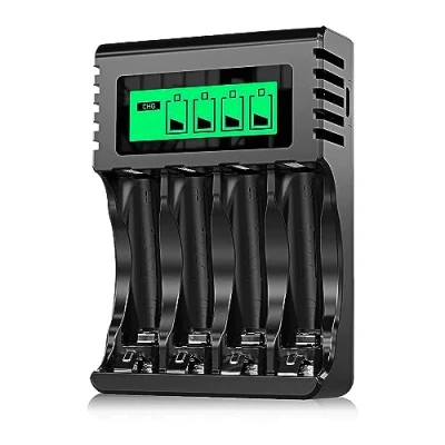 Afbeelding van POWEROWL batterijlader AA AAA, HD LCD display voor NI MH CD oplaadbare batterijen