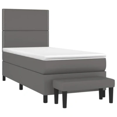 Afbeelding van vidaXL Boxspring met matras kunstleer grijs 90x200 cm