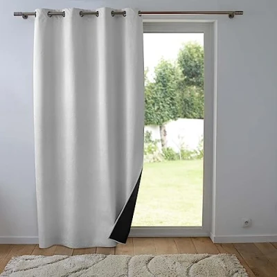 Afbeelding van Douceur d&#039;Intérieur, Gordijn met ogen (140 x 260 cm) schaduwparel 100% ondoorzichtig fluweel reliëf