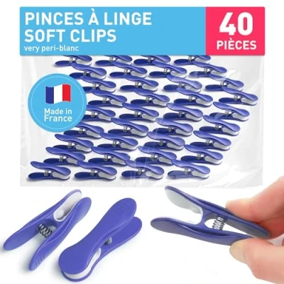 Afbeelding van Soft Clips (40 stuks, Zeer Peri wit) Premium wasknijpers