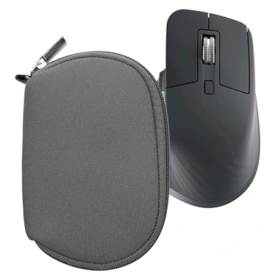Afbeelding van kwmobile computermuis hoes geschikt voor Logitech MX Master 3 / 3S 2S hoesje Muis beschermhoes met rits Mouse case van neopreen in donkergrijs