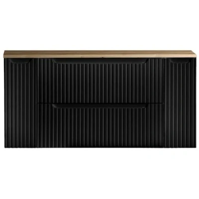 Afbeelding van Wastafelonderkast Newport met lades en deuren 60x120x40 cm zwart eikenkleurig [en.casa]