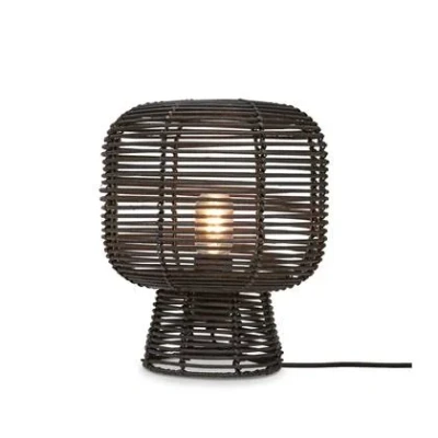 Afbeelding van GOOD&amp;MOJO Tafellamp Tanami Rotan Zwart Ø27cm