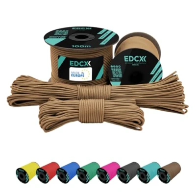 Afbeelding van EdcX 2 mm nylon paracord 275 (50 en 100 m) touw van 100% nylon, 3 draads touw, in verschillende kleuren (Tan,