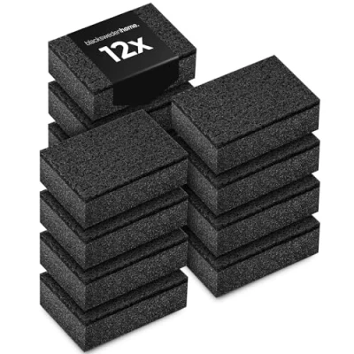 Afbeelding van Black Sweden Home SVAMP Lot de 12 éponges cuisine, noires, durables et universelles, avec non tissé abrasif