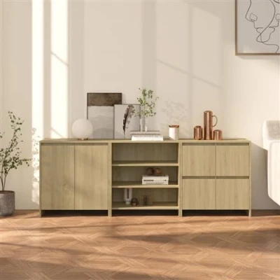 Afbeelding van vidaXL 3 st Dressoirs bewerkt hout sonoma eikenkleurig