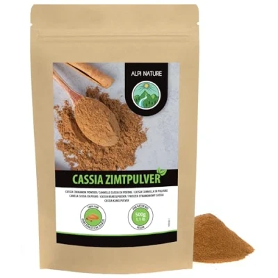 Afbeelding van cassia met gemalen kaneel (500 g), kaneelpoeder, 100% pure kaneel, voorzichtig gedroogd en gemalen, natuurlijk zonder toevoegingen, veganistisch