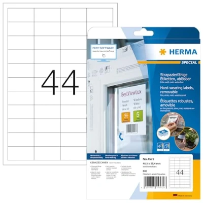 Afbeelding van Etiket HERMA 4572 48.3x25.4mm folie wit 880st