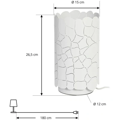Afbeelding van Lindby tafellamp Aralena, wit, metaal, hoogte 26,5 cm