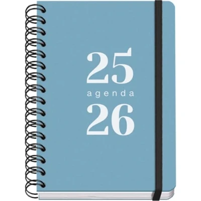 Afbeelding van Dohe Schoolagenda 2024/2025 A5 formaat (15 x 21 cm), sluiting van ringen en rubber, Spaans Engels, 4 zelfklevende pagina&#039;s, september tot juni, schoolmateriaal GRAMMAR blauw